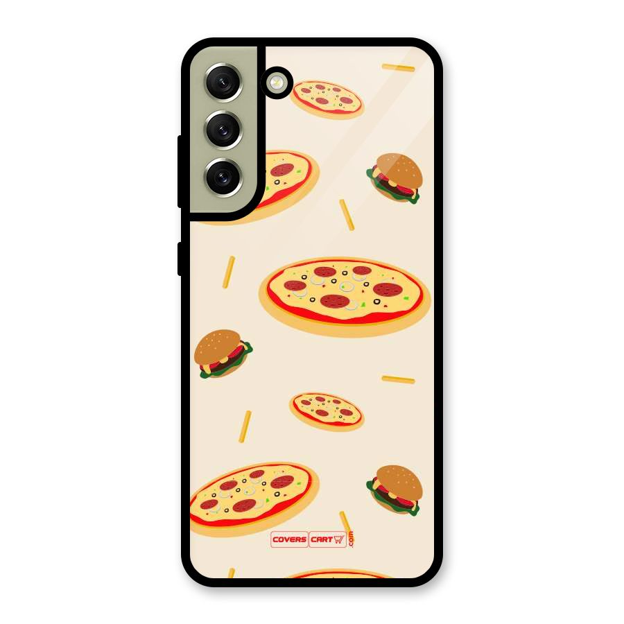 Pizza and Burger Love Glass Back Case for Galaxy S21 FE 5G