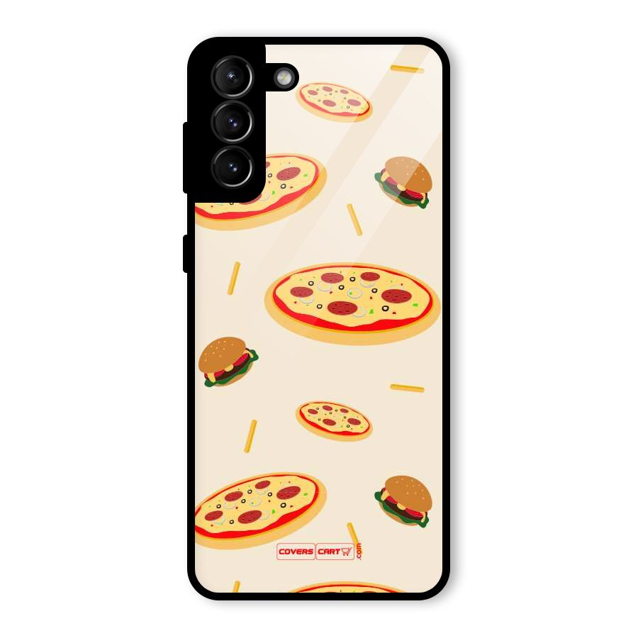 Pizza and Burger Love Glass Back Case for Galaxy S21 Plus