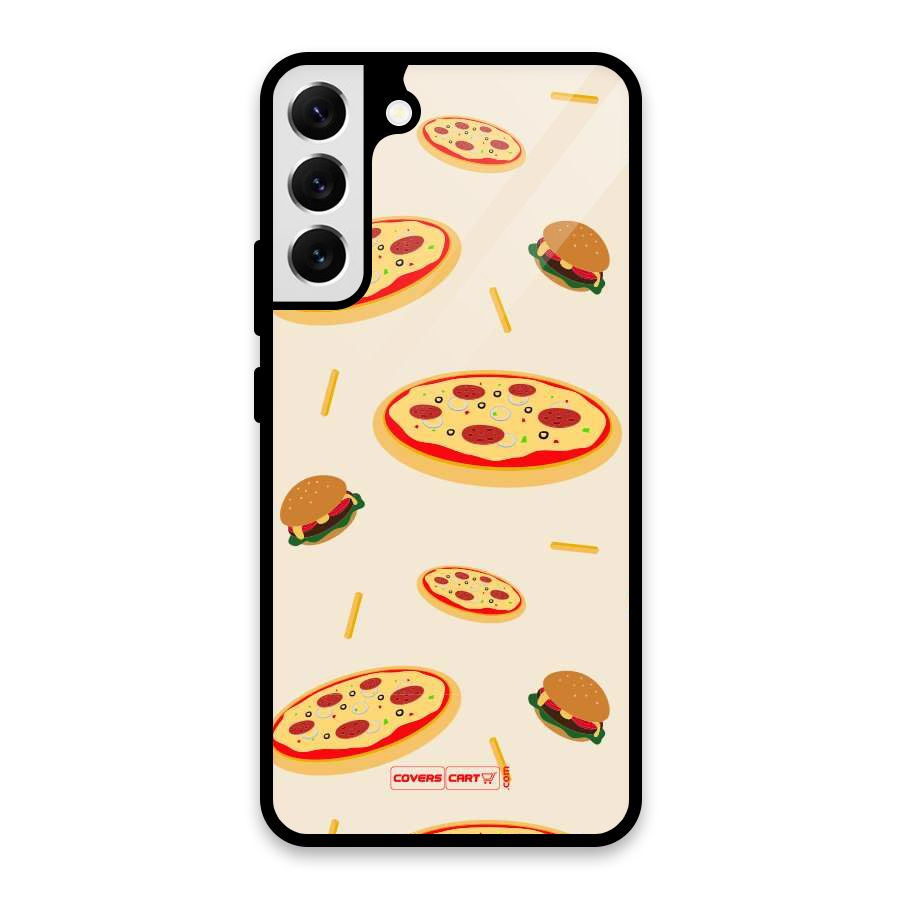 Pizza and Burger Love Glass Back Case for Galaxy S22 Plus 5G
