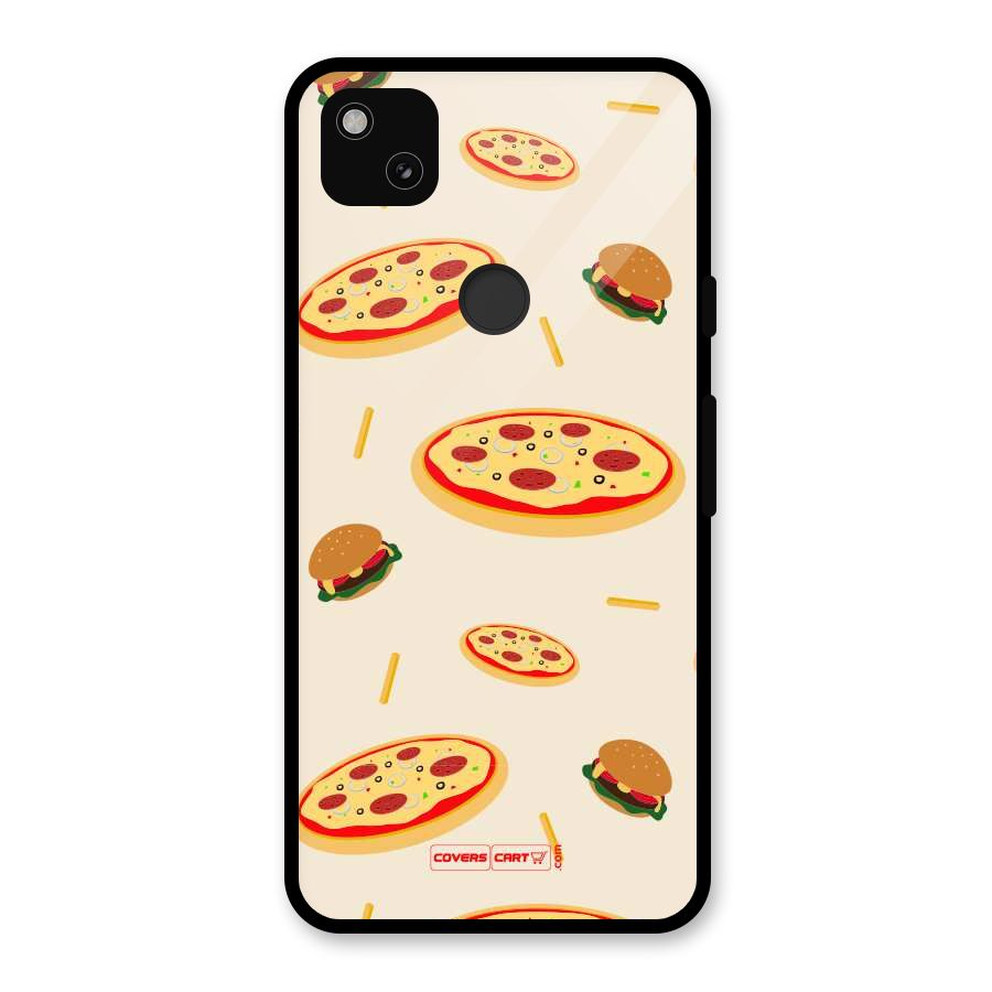 Pizza and Burger Love Glass Back Case for Google Pixel 4a
