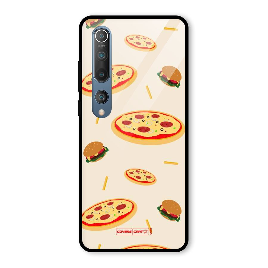 Pizza and Burger Love Glass Back Case for Mi 10