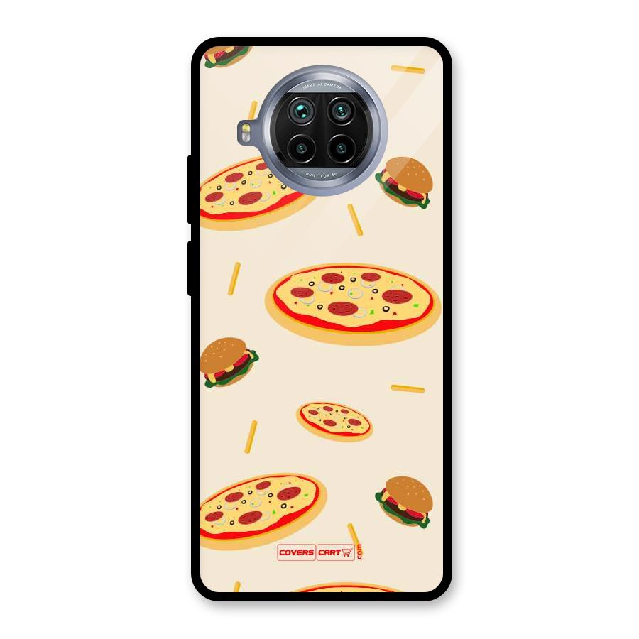 Pizza and Burger Love Glass Back Case for Mi 10i