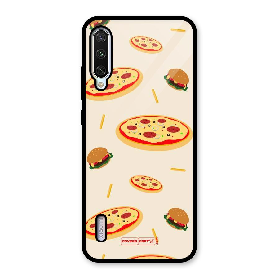 Pizza and Burger Love Glass Back Case for Mi A3