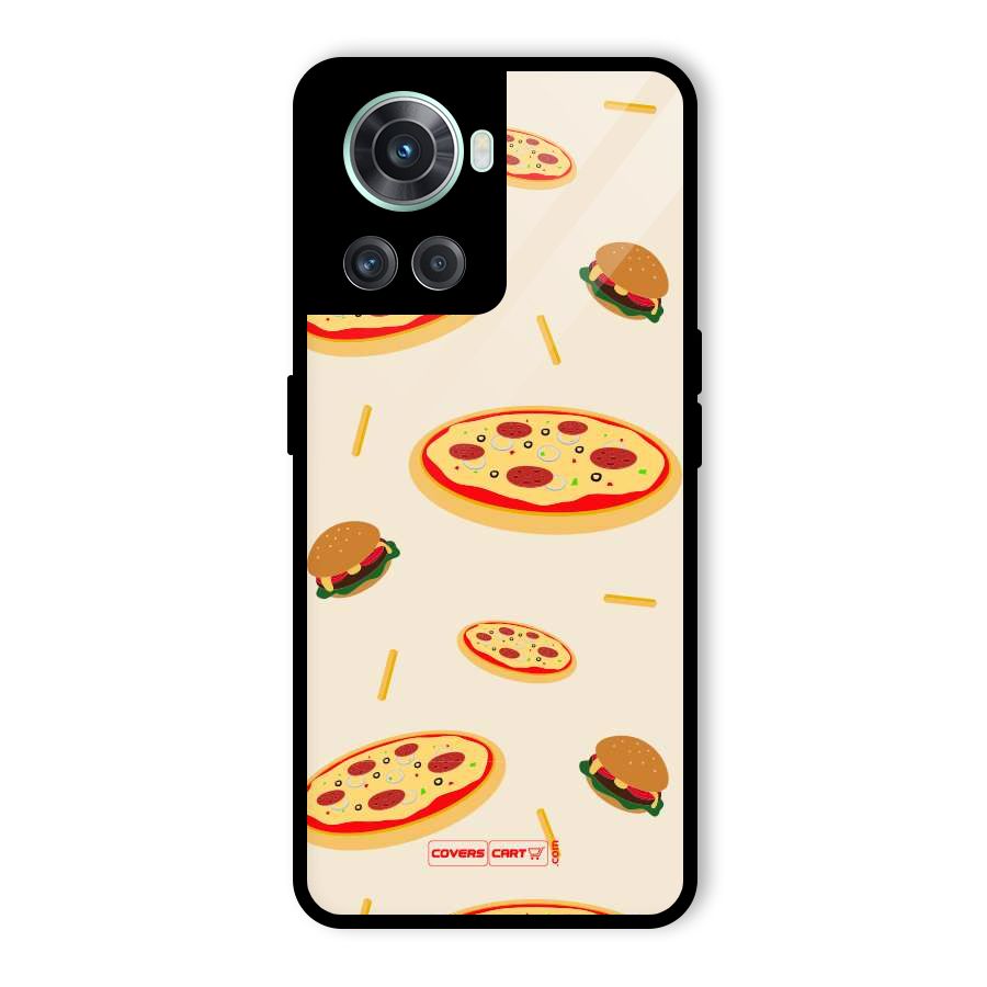 Pizza and Burger Love Glass Back Case for OnePlus 10R