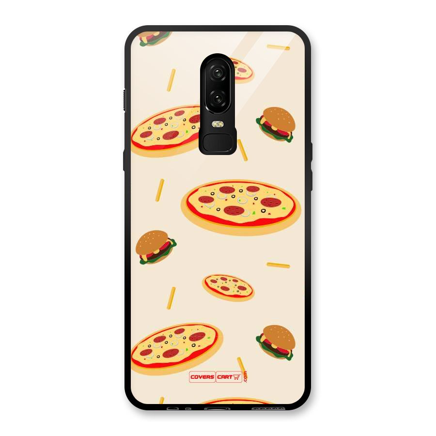 Pizza and Burger Love Glass Back Case for OnePlus 6