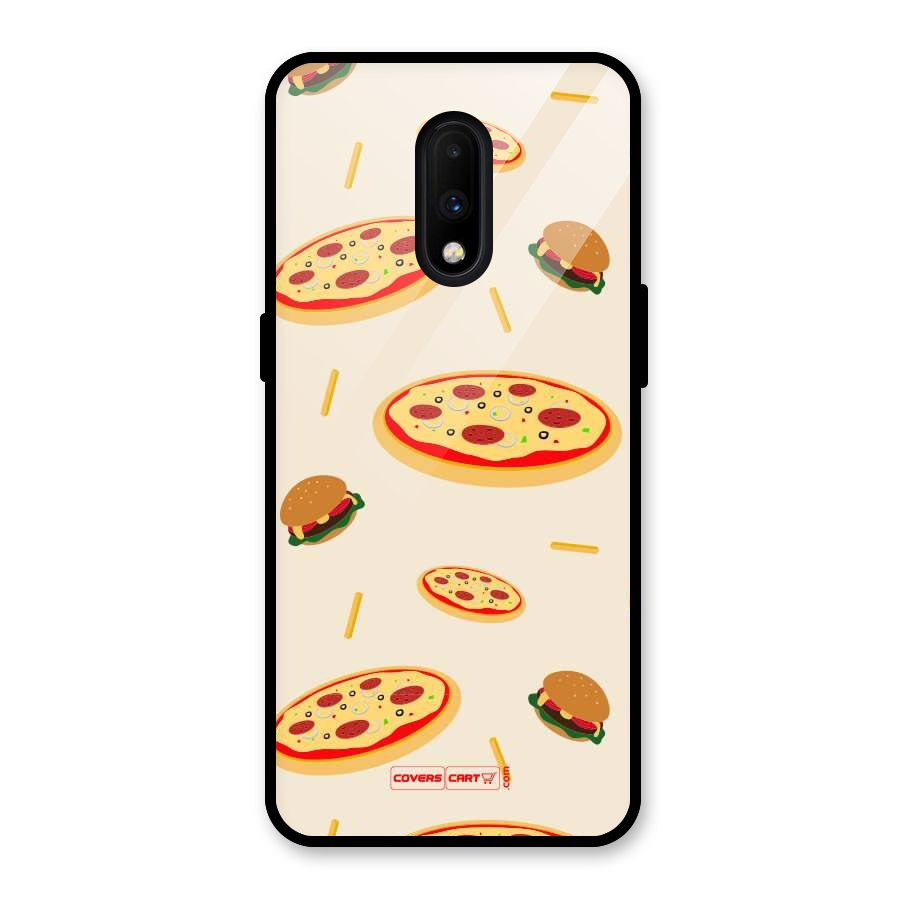 Pizza and Burger Love Glass Back Case for OnePlus 7