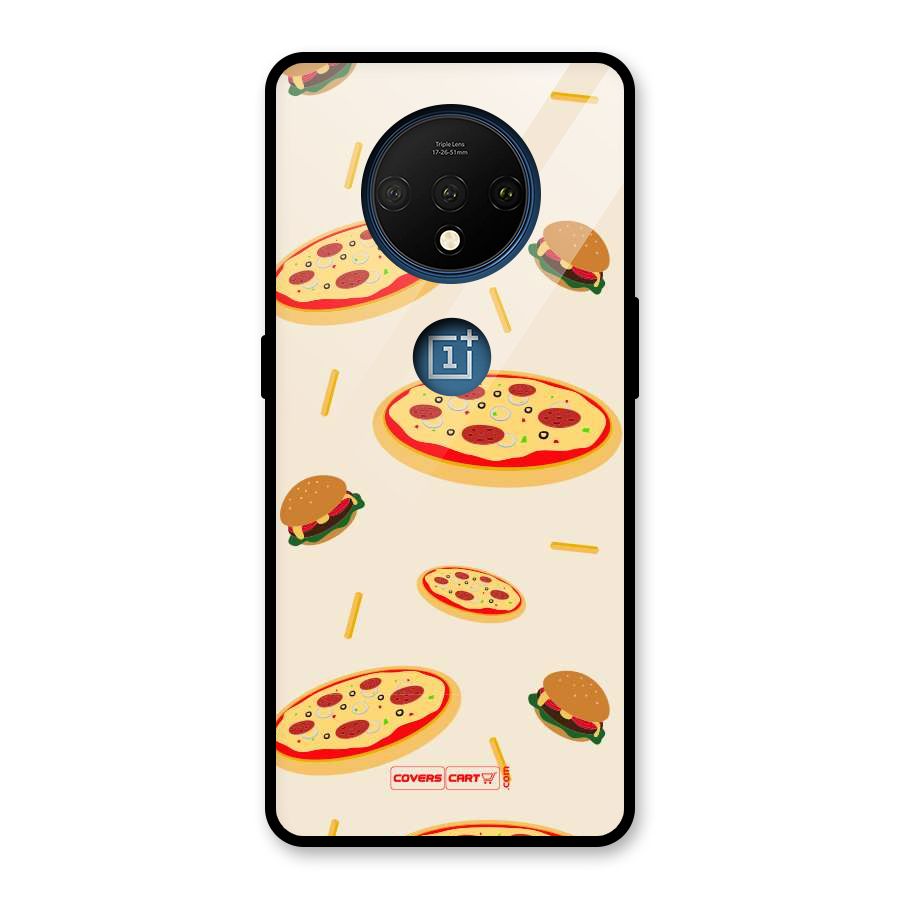 Pizza and Burger Love Glass Back Case for OnePlus 7T
