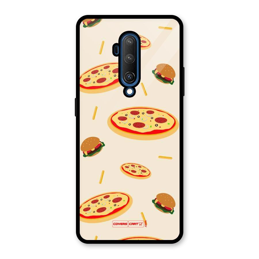 Pizza and Burger Love Glass Back Case for OnePlus 7T Pro