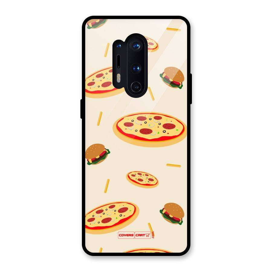 Pizza and Burger Love Glass Back Case for OnePlus 8 Pro