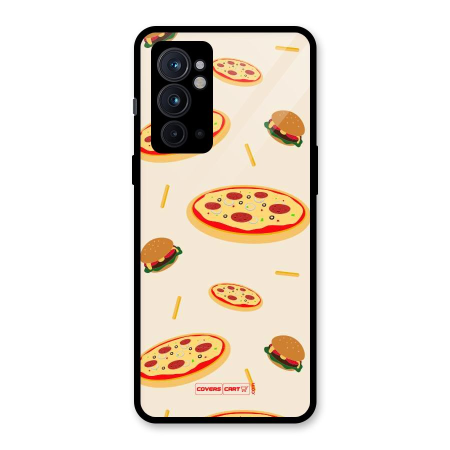 Pizza and Burger Love Glass Back Case for OnePlus 9RT 5G