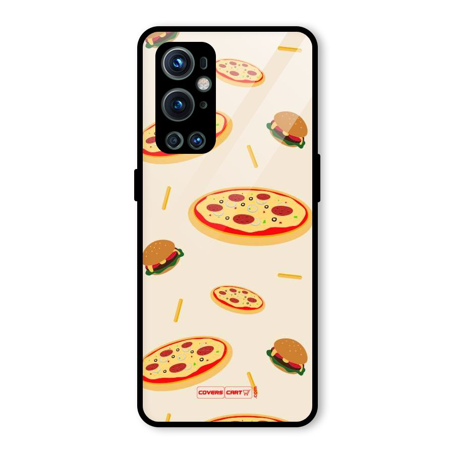 Pizza and Burger Love Glass Back Case for OnePlus 9 Pro