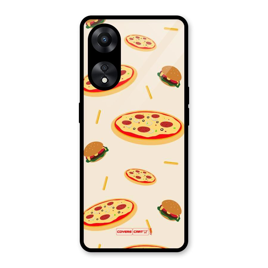 Pizza and Burger Love Glass Back Case for Oppo A78