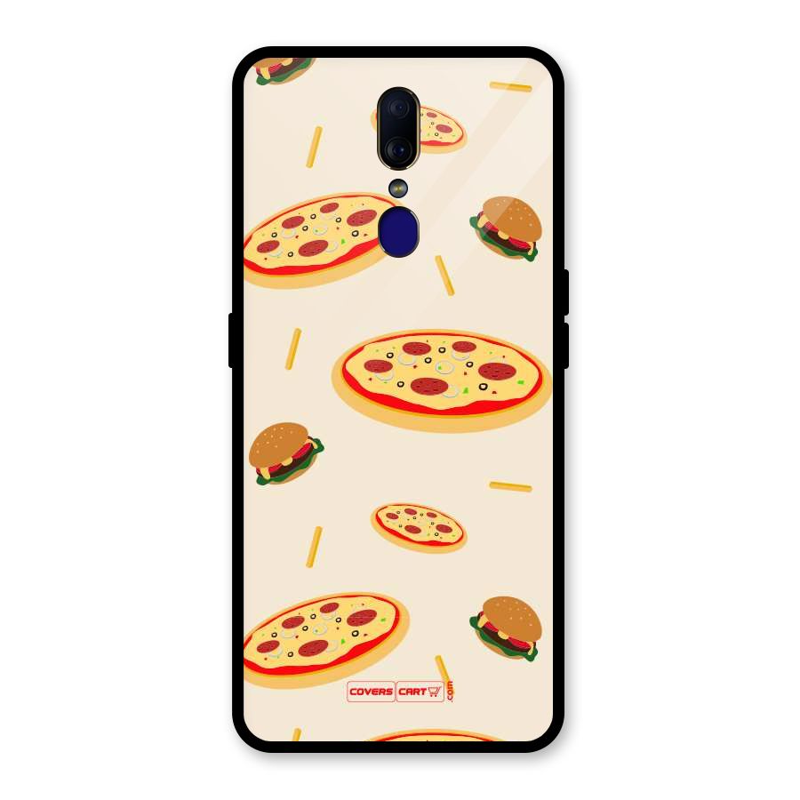 Pizza and Burger Love Glass Back Case for Oppo F11