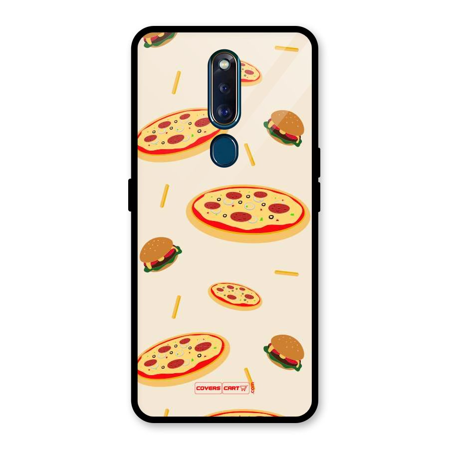 Pizza and Burger Love Glass Back Case for Oppo F11 Pro