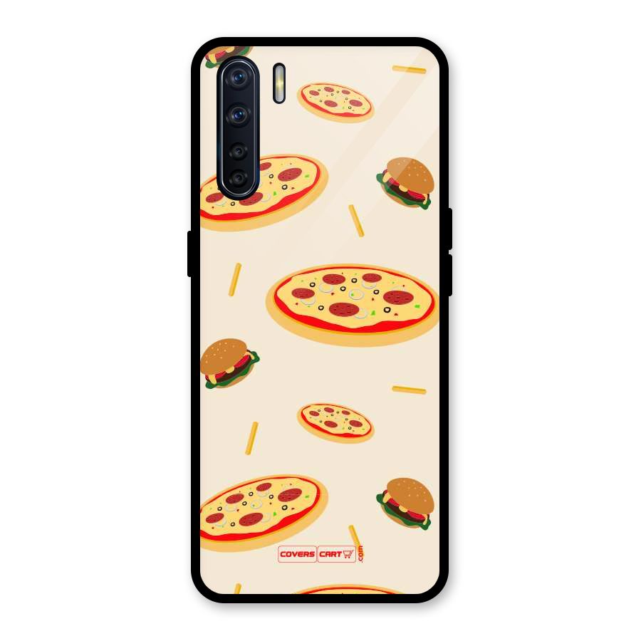 Pizza and Burger Love Glass Back Case for Oppo F15