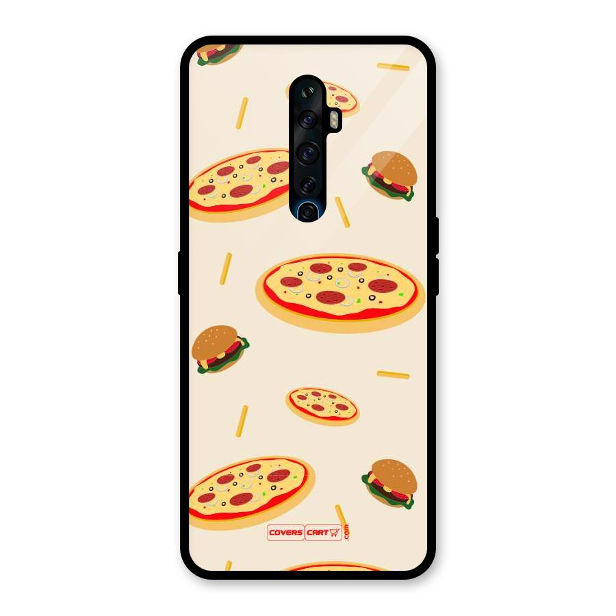 Pizza and Burger Love Glass Back Case for Oppo Reno2 F