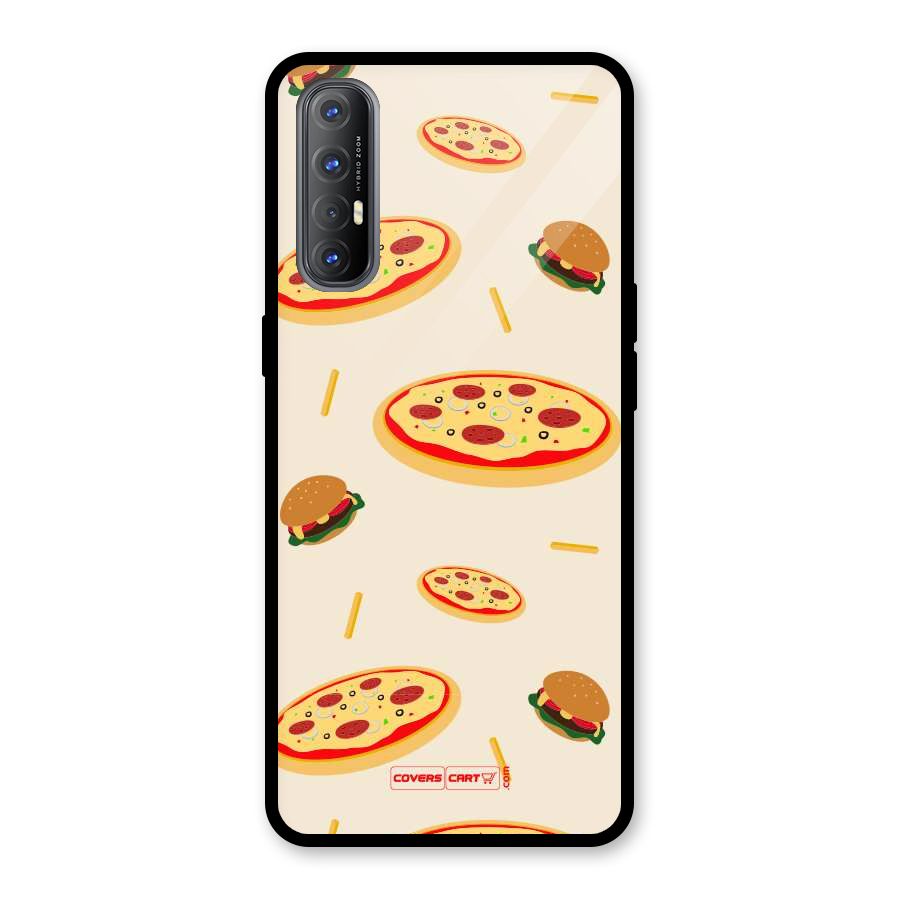 Pizza and Burger Love Glass Back Case for Oppo Reno3 Pro