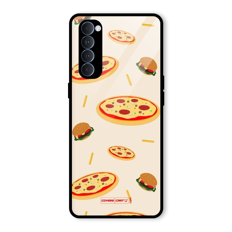 Pizza and Burger Love Glass Back Case for Oppo Reno4 Pro