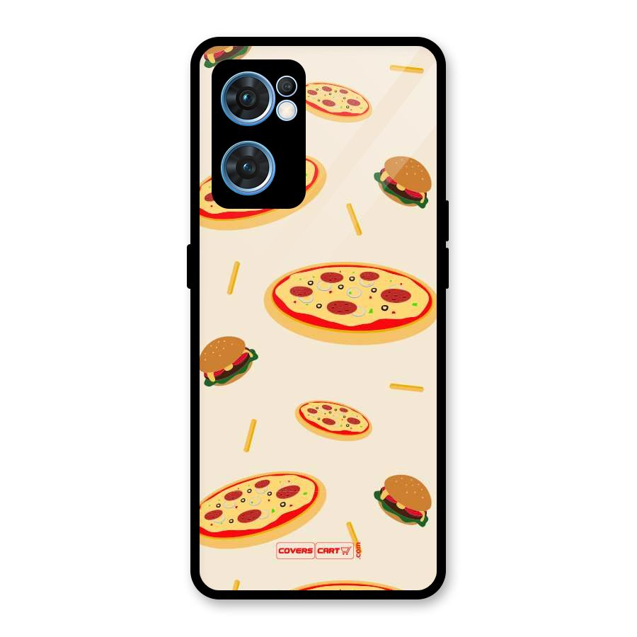 Pizza and Burger Love Glass Back Case for Oppo Reno7 5G