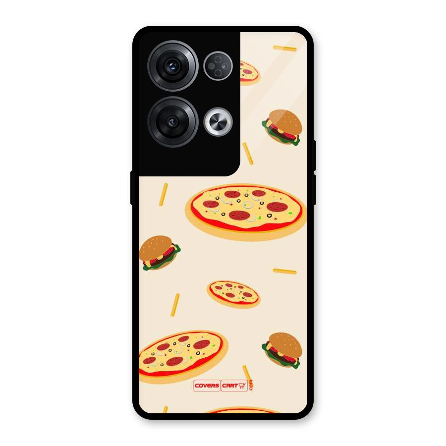 Pizza and Burger Love Glass Back Case for Oppo Reno8 Pro 5G