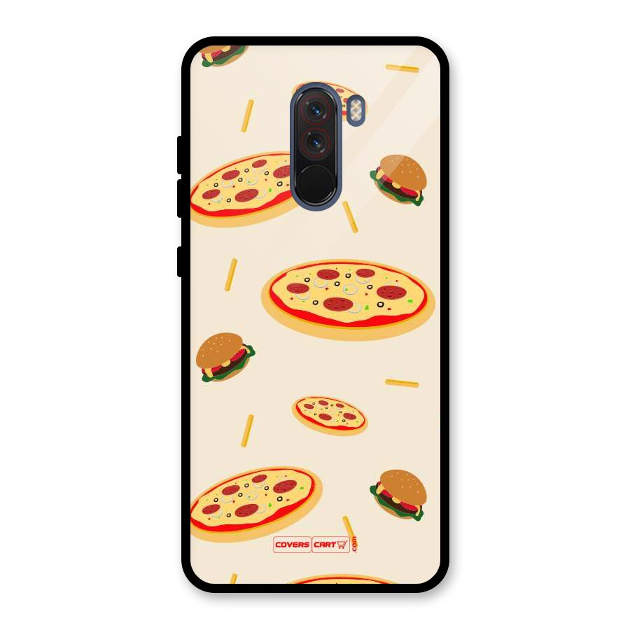 Pizza and Burger Love Glass Back Case for Poco F1