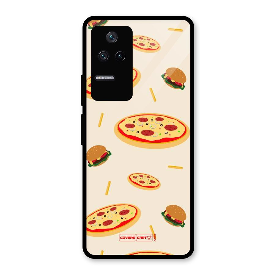 Pizza and Burger Love Glass Back Case for Poco F4 5G
