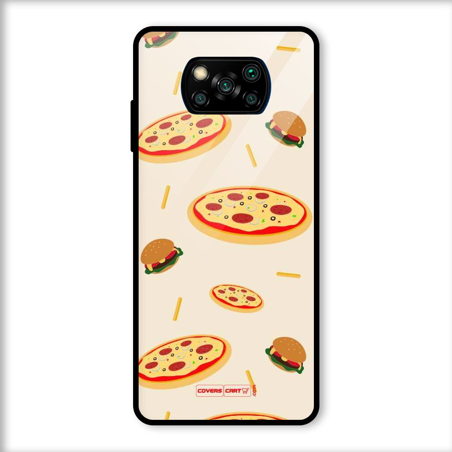 Pizza and Burger Love Glass Back Case for Poco X3