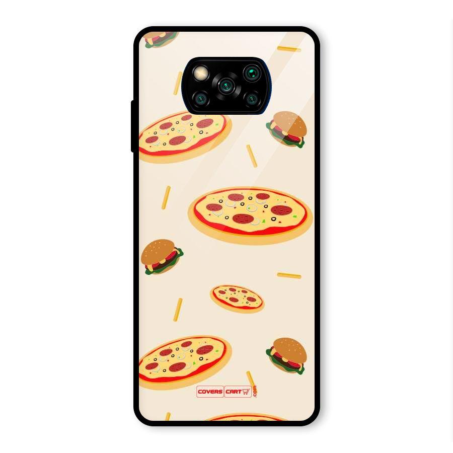Pizza and Burger Love Glass Back Case for Poco X3 Pro