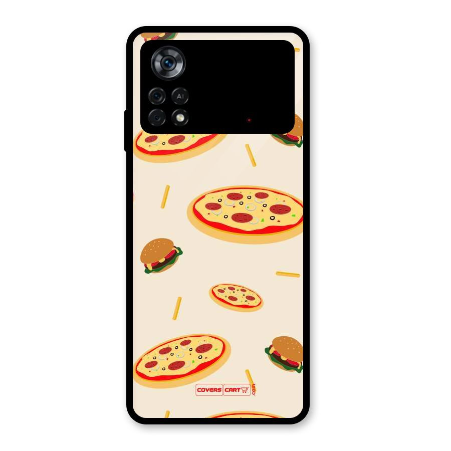 Pizza and Burger Love Glass Back Case for Poco X4 Pro 5G