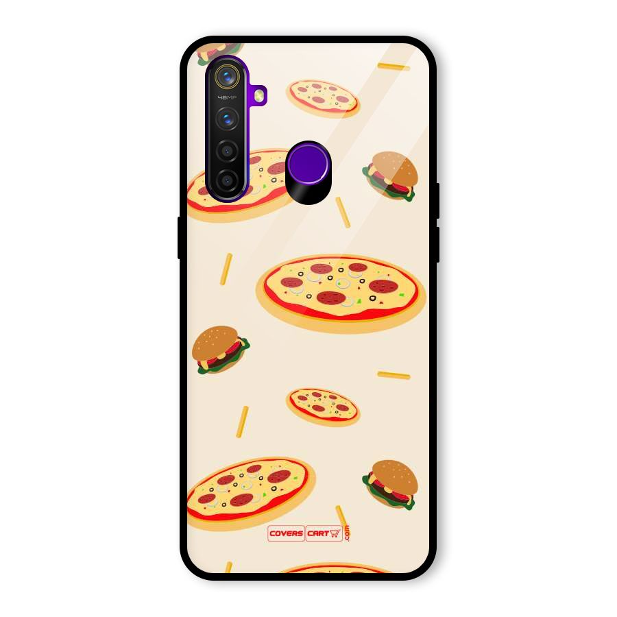 Pizza and Burger Love Glass Back Case for Realme 5 Pro