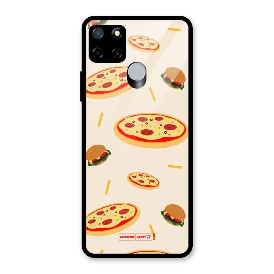 Pizza and Burger Love Glass Back Case for Realme C12