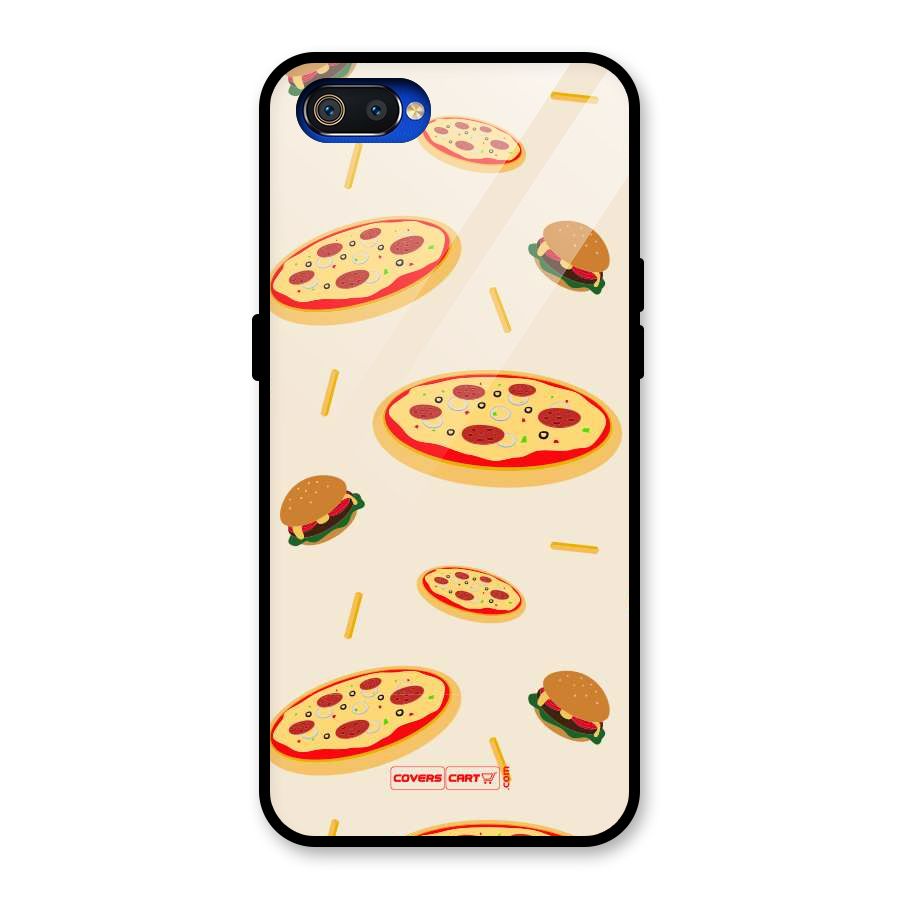 Pizza and Burger Love Glass Back Case for Realme C2