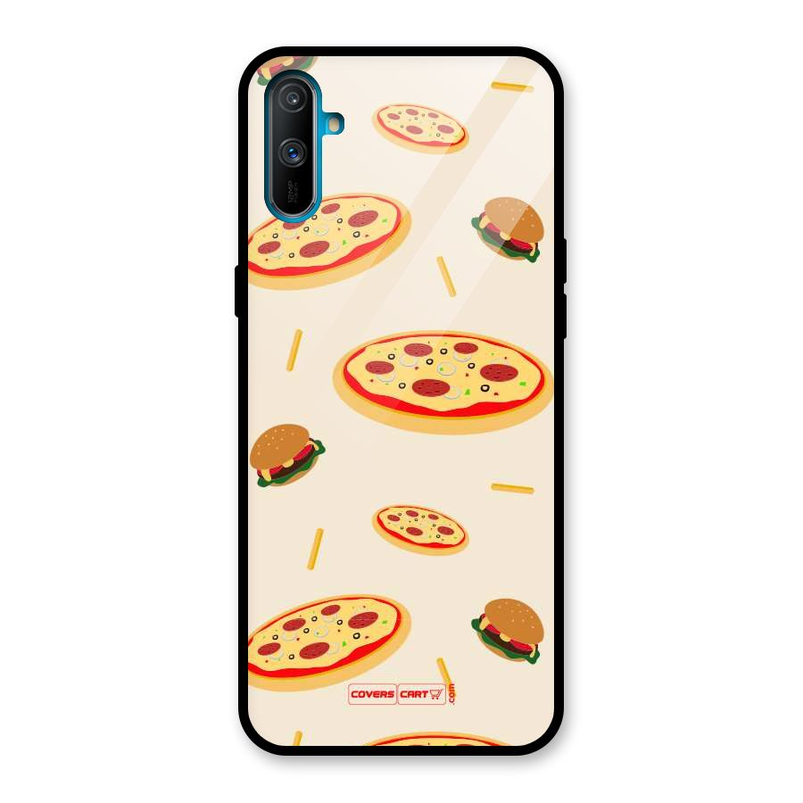 Pizza and Burger Love Glass Back Case for Realme C3
