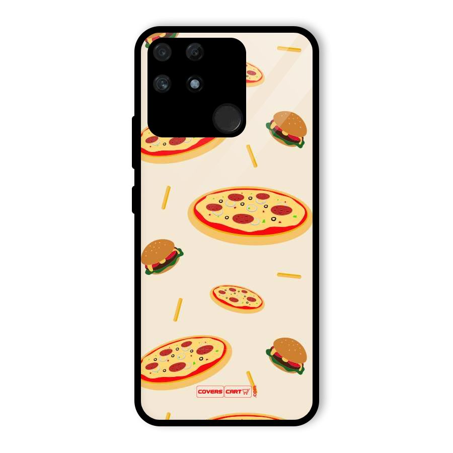 Pizza and Burger Love Glass Back Case for Realme Narzo 50A