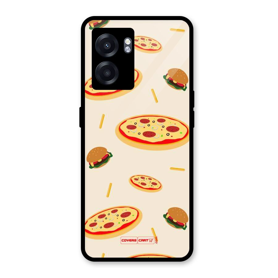 Pizza and Burger Love Glass Back Case for Realme Narzo 50 5G