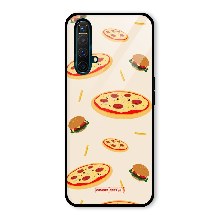 Pizza and Burger Love Glass Back Case for Realme X3 SuperZoom