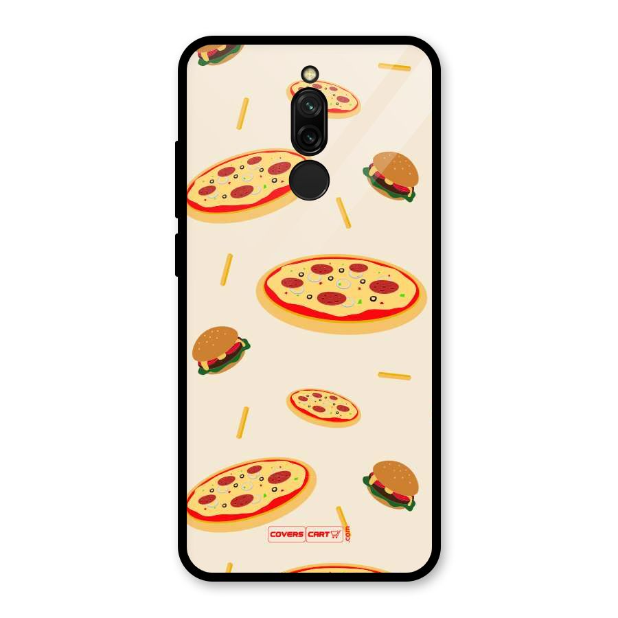 Pizza and Burger Love Glass Back Case for Redmi 8