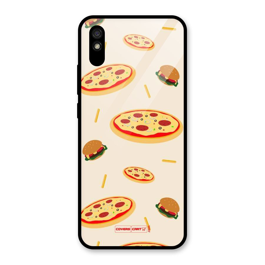 Pizza and Burger Love Glass Back Case for Redmi 9A
