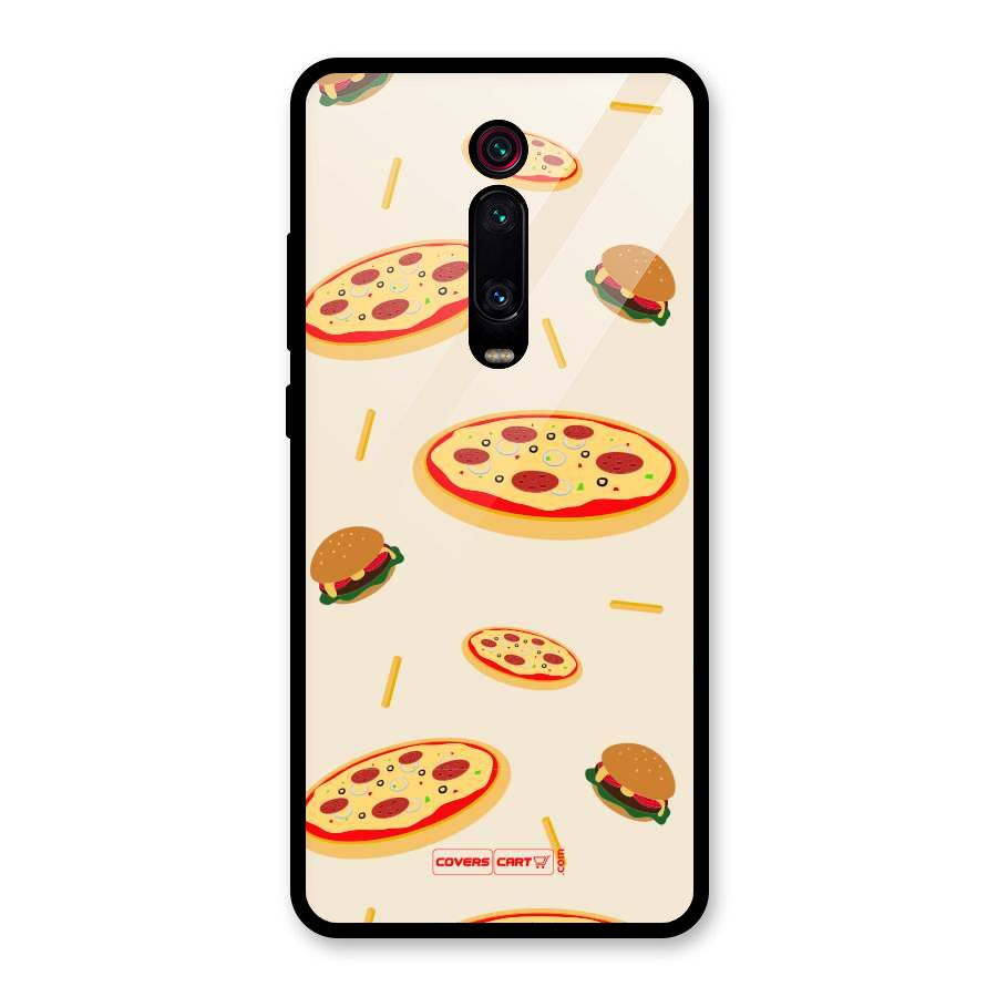 Pizza and Burger Love Glass Back Case for Redmi K20