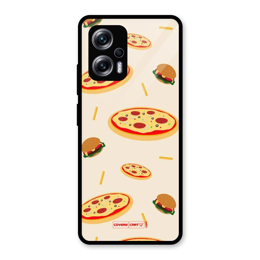 Pizza and Burger Love Glass Back Case for Redmi K50i