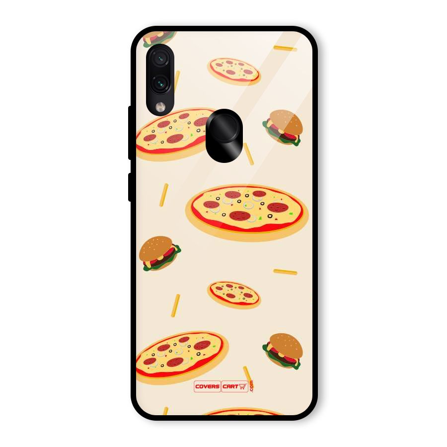 Pizza and Burger Love Glass Back Case for Redmi Note 7