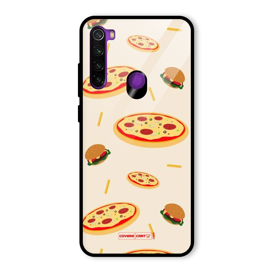 Pizza and Burger Love Glass Back Case for Redmi Note 8