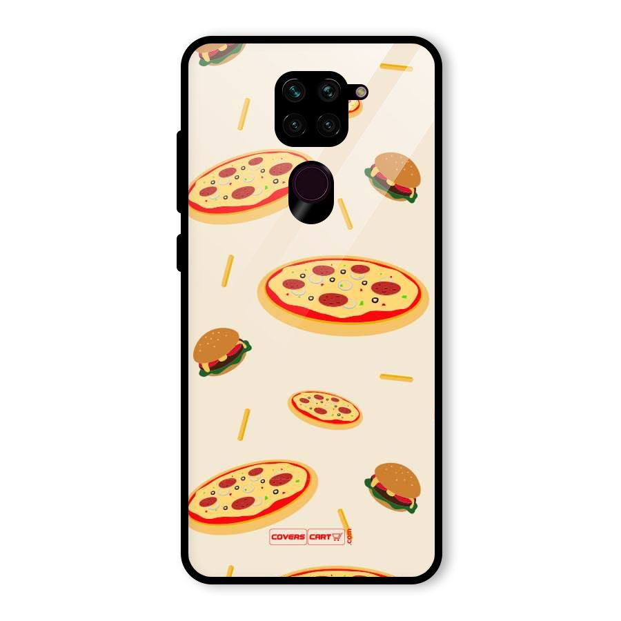 Pizza and Burger Love Glass Back Case for Redmi Note 9