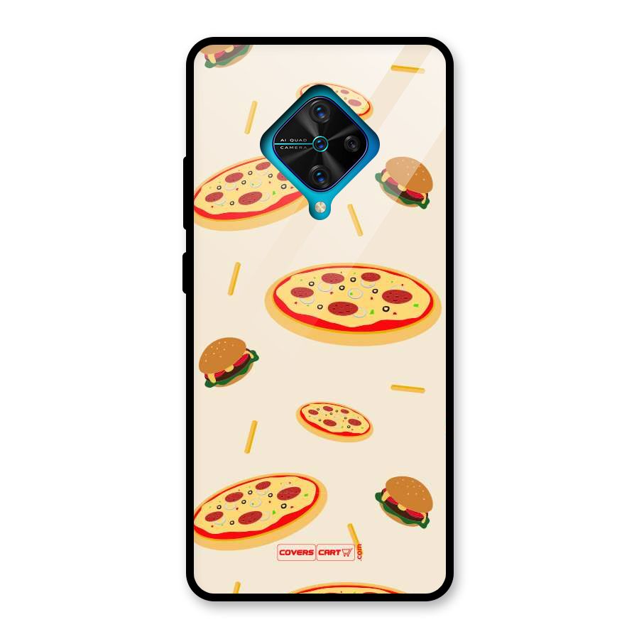 Pizza and Burger Love Glass Back Case for Vivo S1 Pro