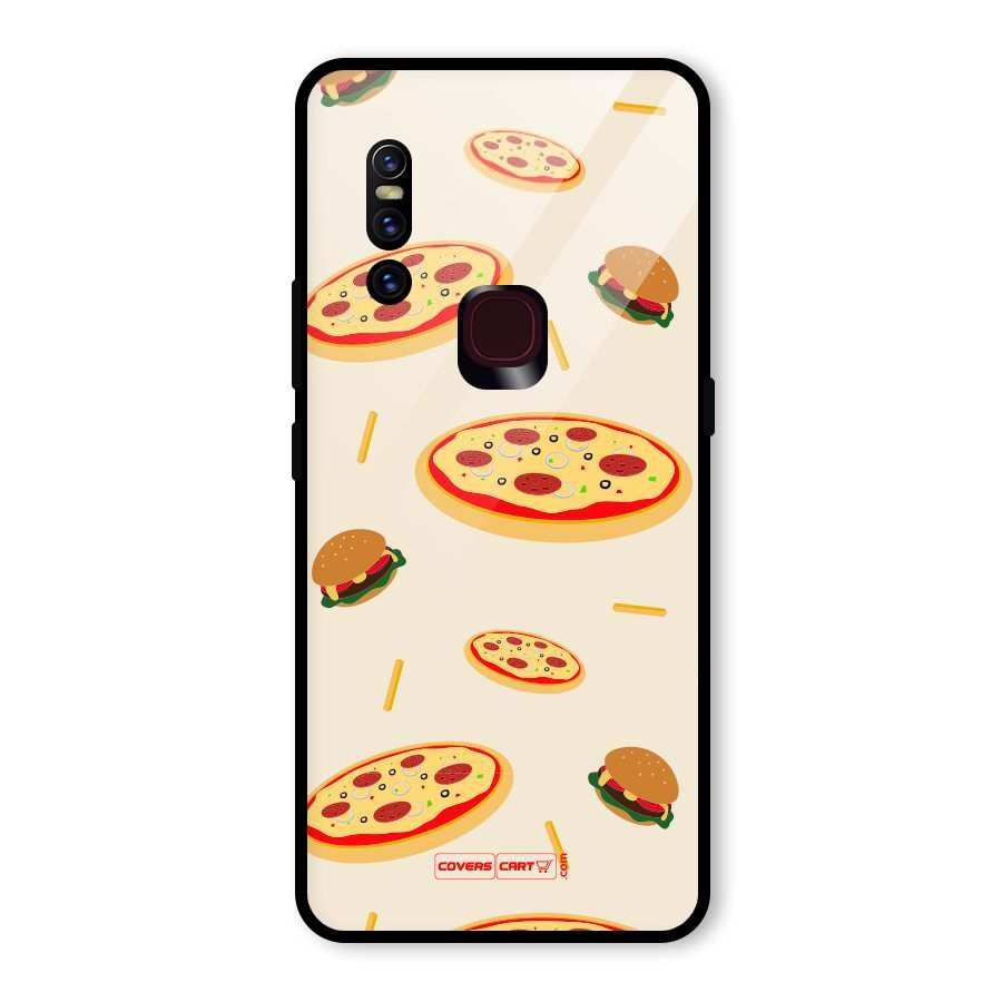 Pizza and Burger Love Glass Back Case for Vivo V15