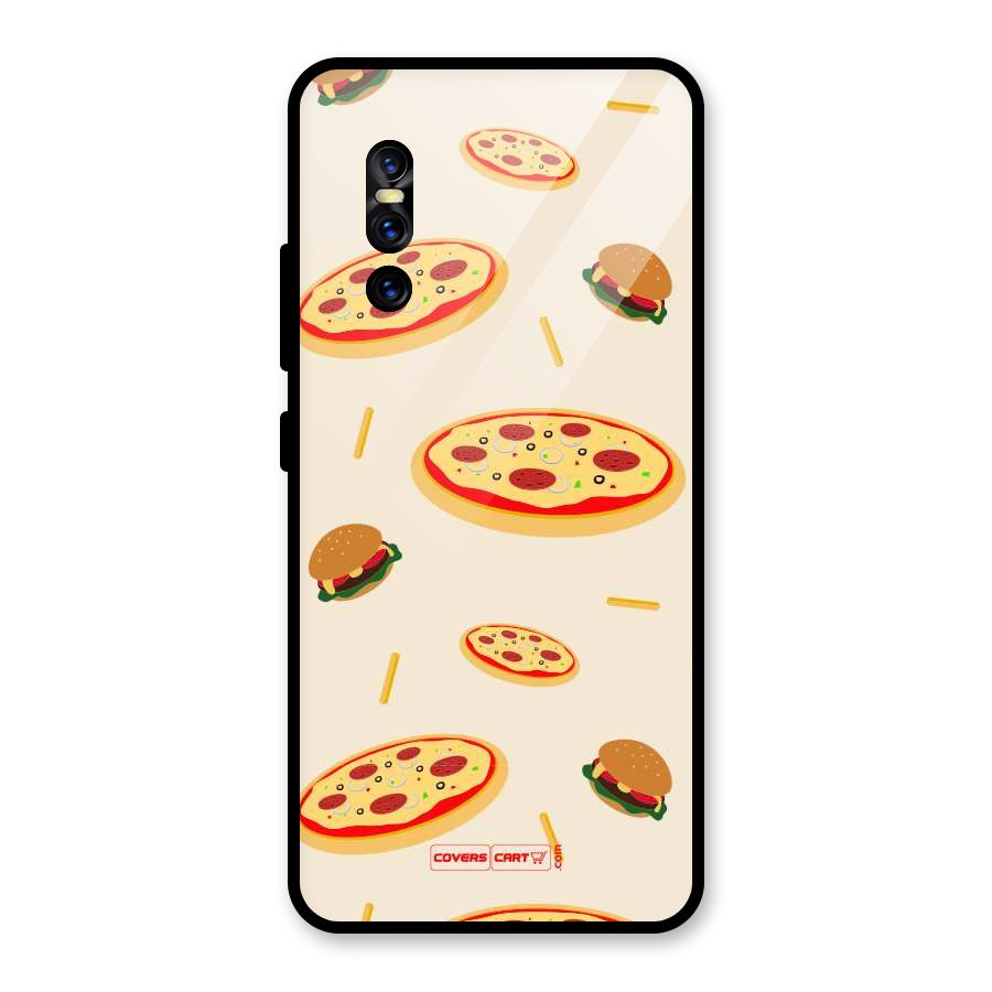 Pizza and Burger Love Glass Back Case for Vivo V15 Pro
