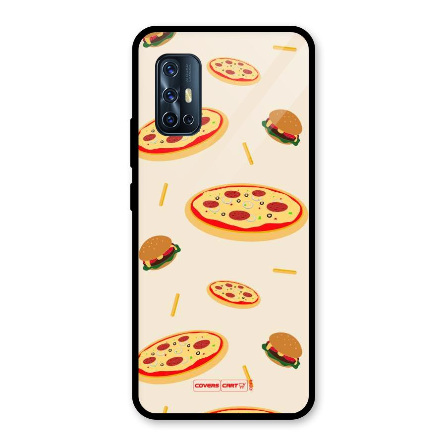 Pizza and Burger Love Glass Back Case for Vivo V17