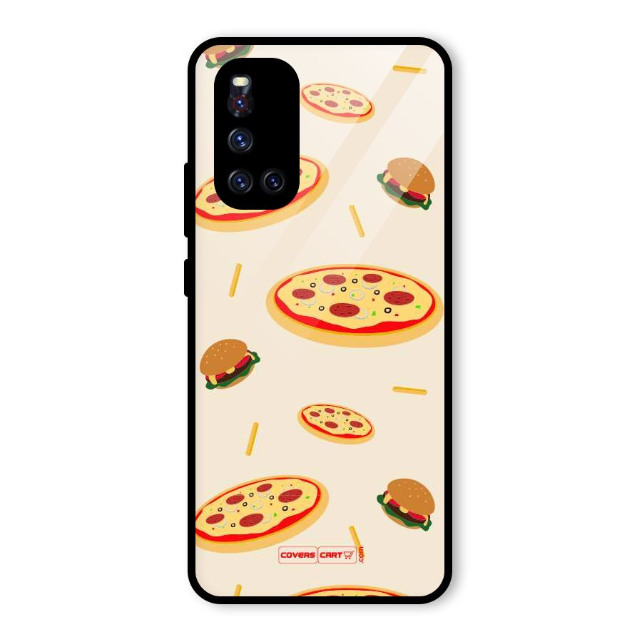 Pizza and Burger Love Glass Back Case for Vivo V19