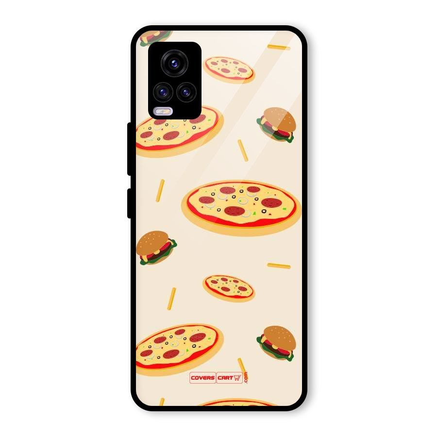 Pizza and Burger Love Glass Back Case for Vivo V20