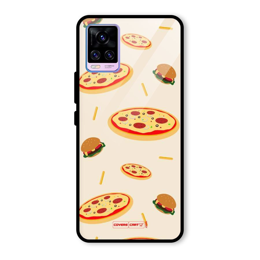 Pizza and Burger Love Glass Back Case for Vivo V20 Pro